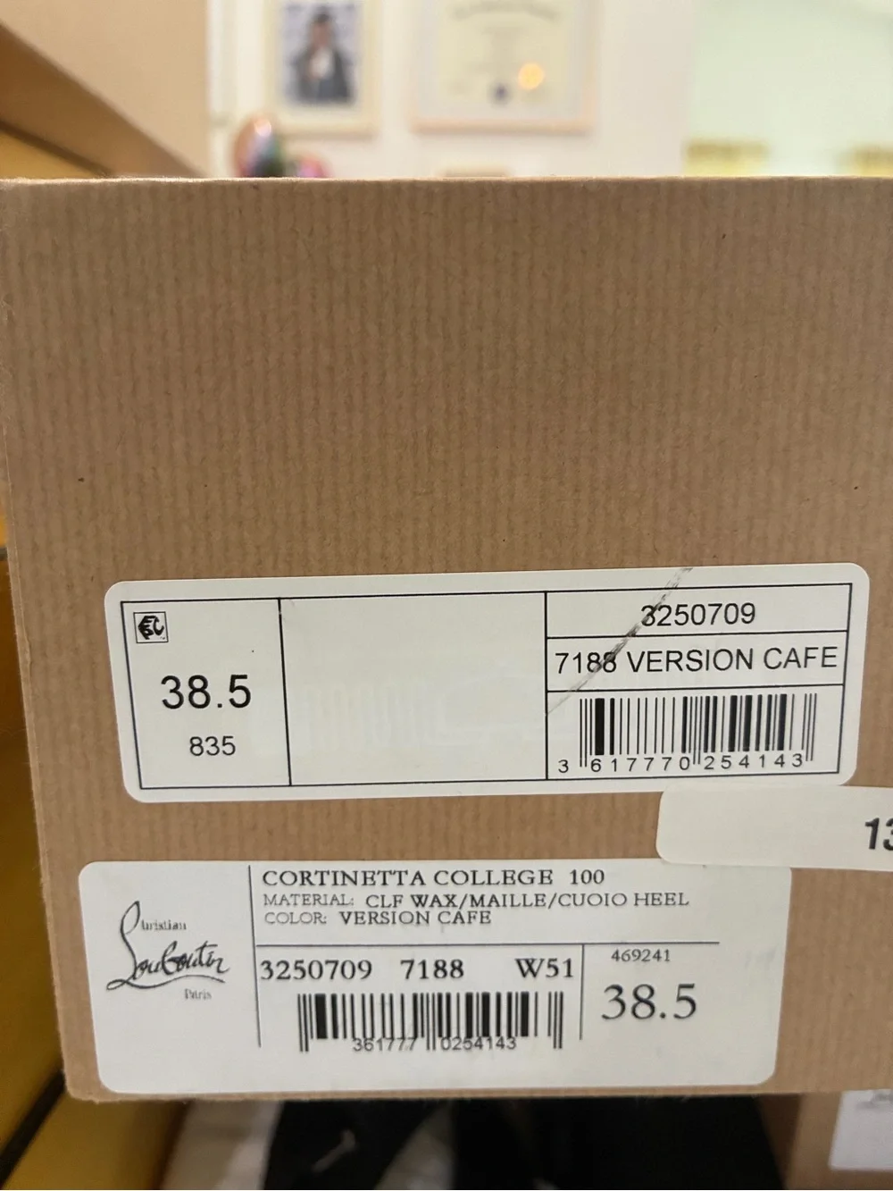 CHRISTIAN LOUBOUTIN CORTINETTA COLLEGE BROWN LEATHER ANKLE BLOCK HEEL BOOT 38.5